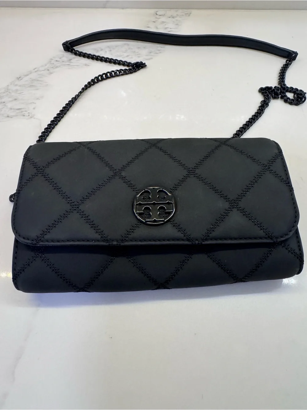 Tory Burch Black Quilted Logo Crossbody